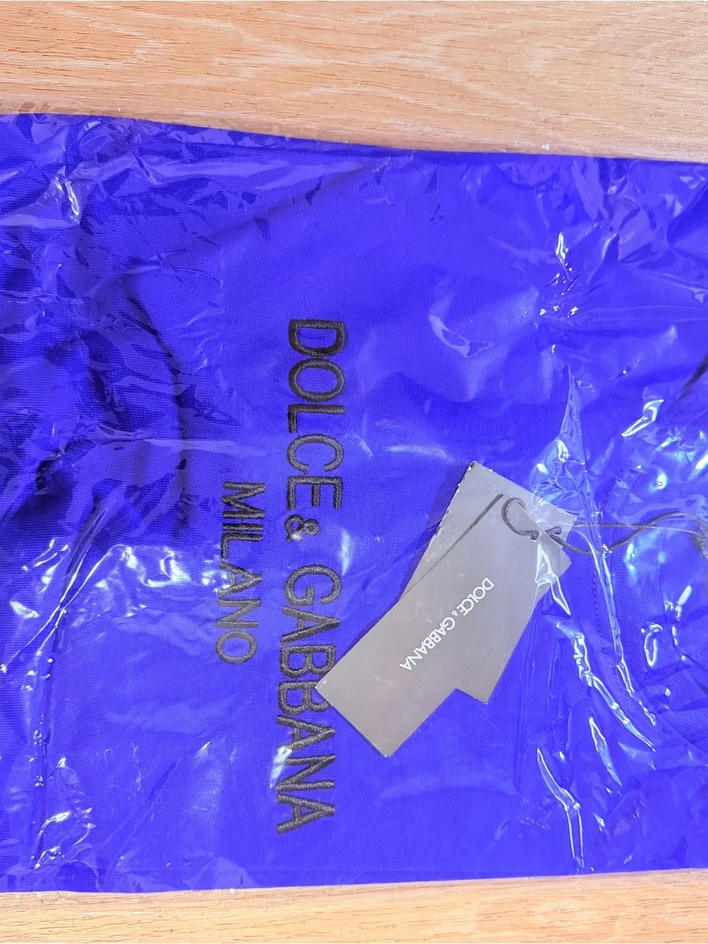 Dolce & Gabbana Royal Blue Embroidered Logo Crewneck Tee